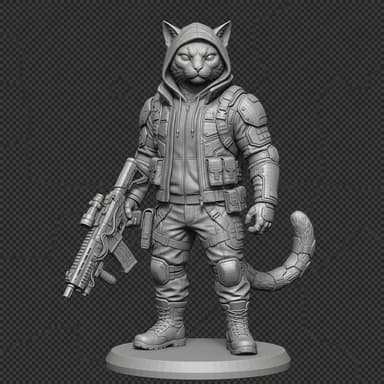 Cat Warrior Single Color
