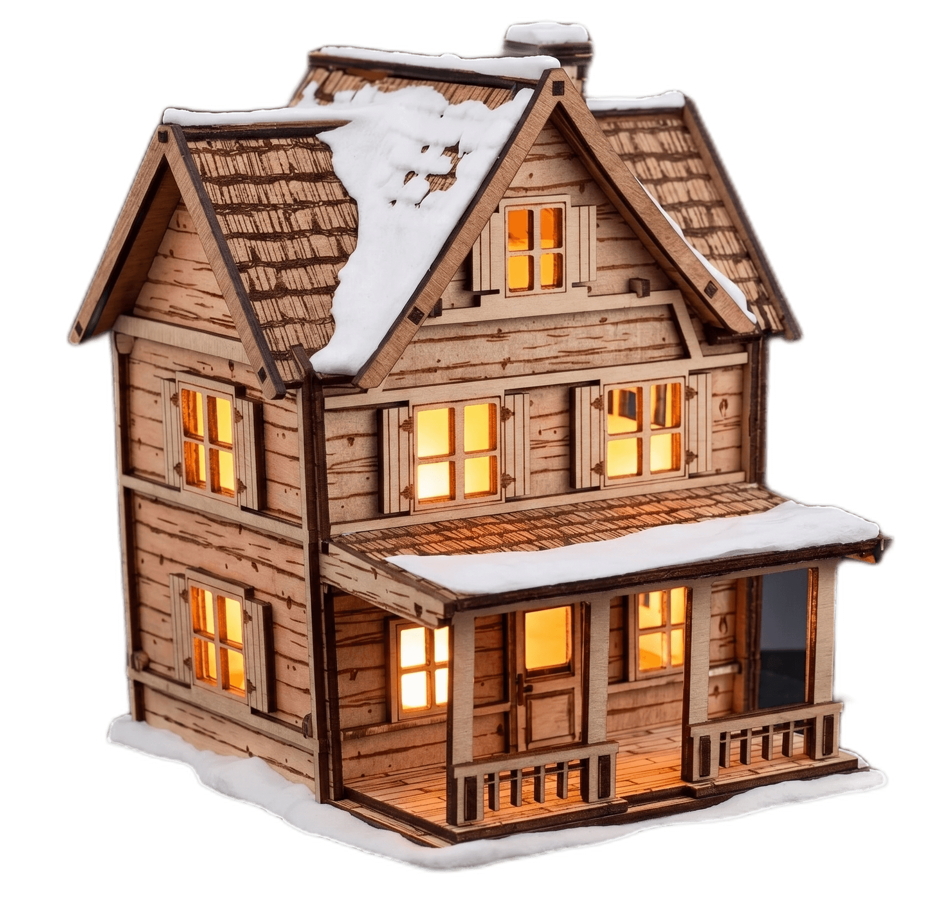 Winter Cottage LED Lamp