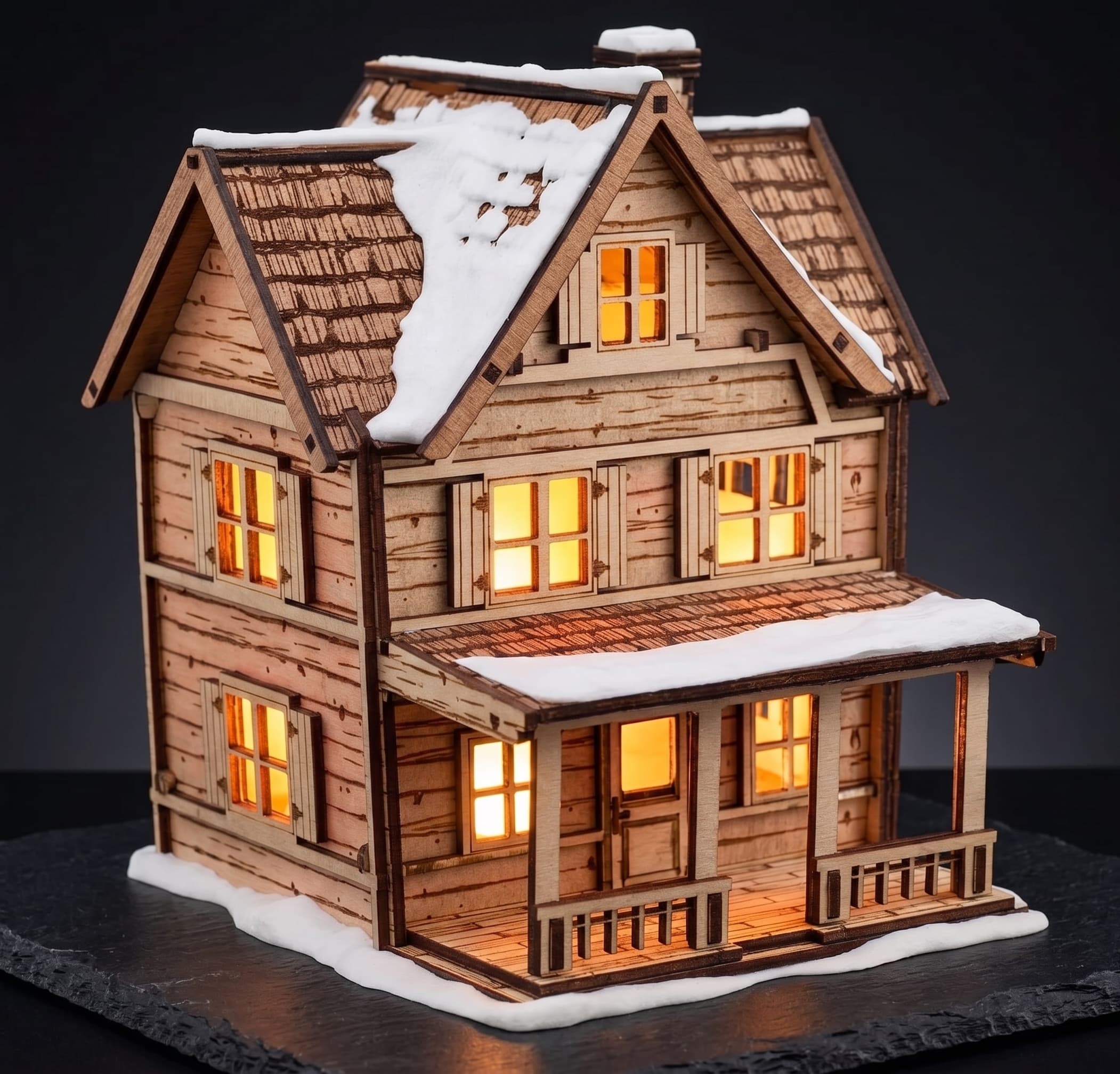 Winter Cottage LED Lamp 2