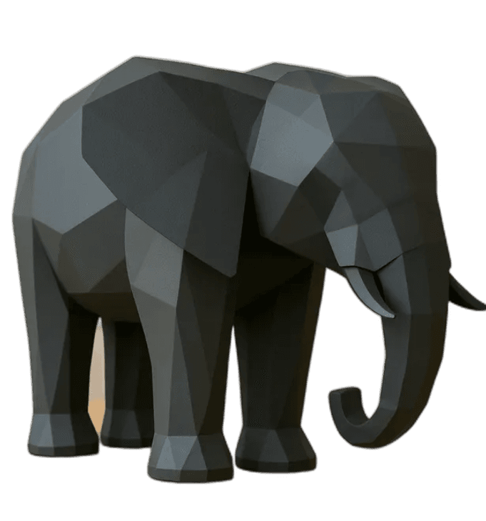 Modern Minimalist Low Poly Elephant Statue 0