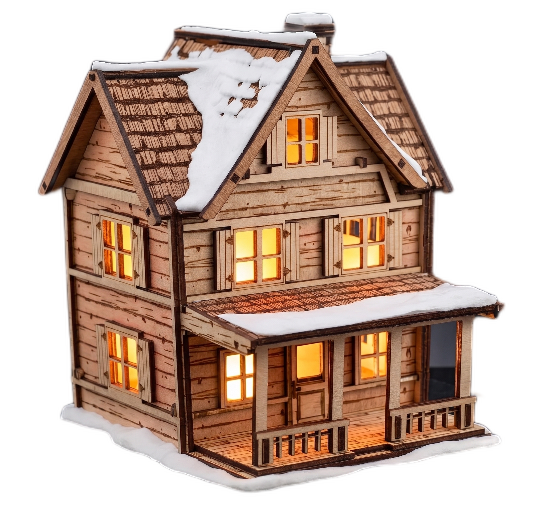 Winter Cottage LED Lamp